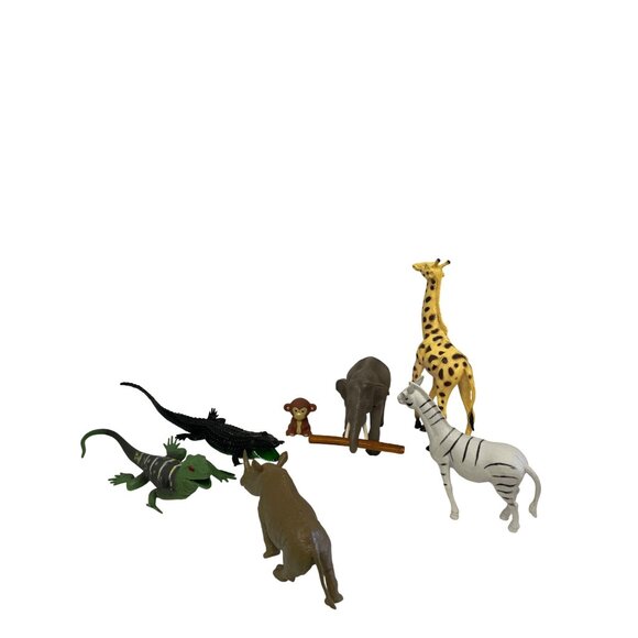 Set Of 8 Assorted Wild Animal Figurines Plastic Toy Set - Picture 12 of 16